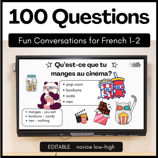 100 Fun French Speaking Questions for Level 1-2 Warm Ups & Bellringers