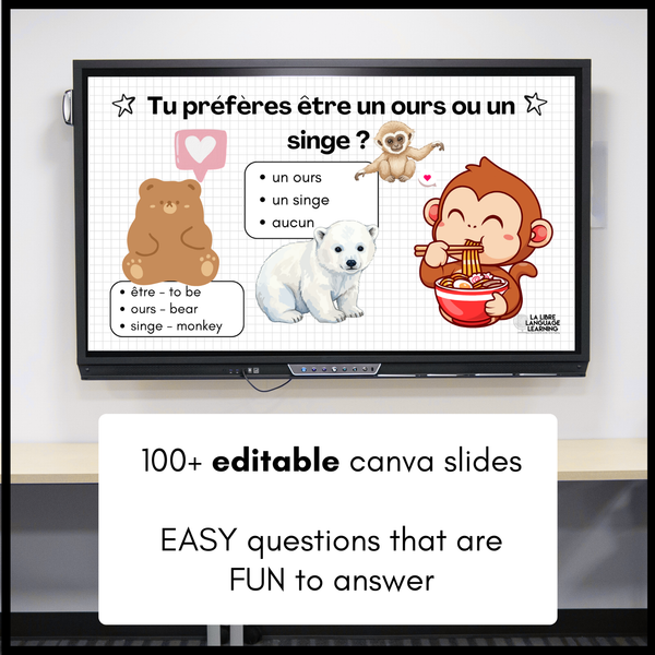100 Fun French Speaking Questions for Level 1-2 Warm Ups & Bellringers